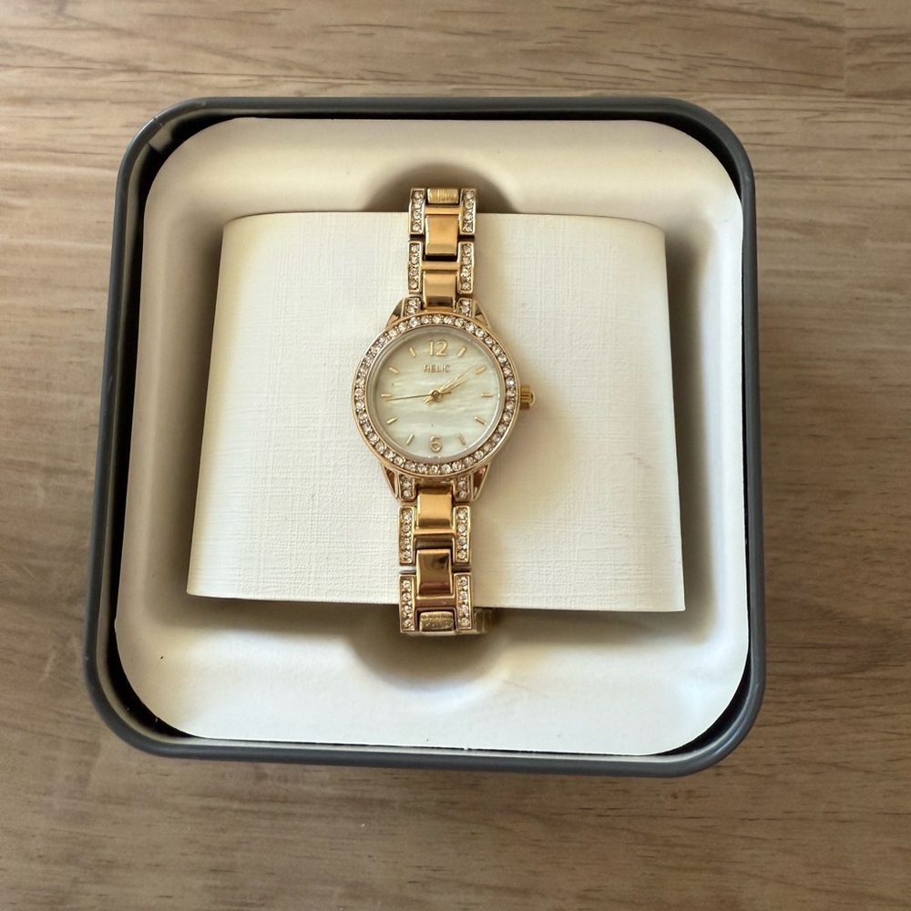 Women’s Relic by Fossil gold rhinestone watch